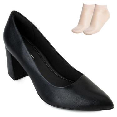 Imagem de Scarpin Salto Piccadilly e Meia PD23-74513, Preto, 38