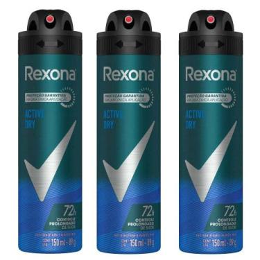 Imagem de Kit 3 Desodorante Antitranspirante Rexona Men Active Dry 150ml