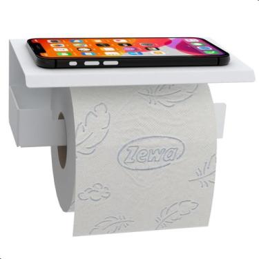 Imagem de Porta Papel Higienico Com Suporte Para Celular Branco ELG - CONTEL STO
