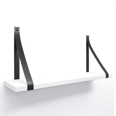 Imagem de Prateleira em MDF Branco 60x15cm com Alça - Lubrano, Preto