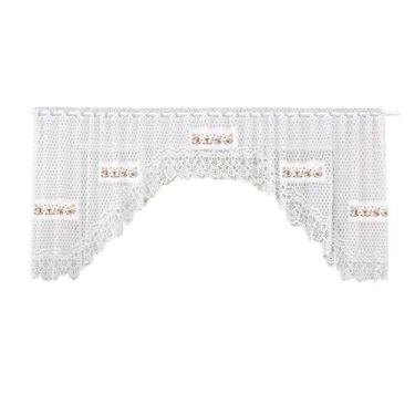 Imagem de Cortina Bando Renda Cascata Cozinha Xicaras Café 3,15X0,95 - Beija Flo