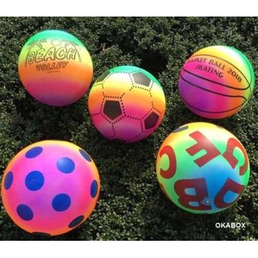 Imagem de Kit 10 Unidades Bolas Vinil Coloridas Neon 23cm Lembrancinha - ART FES