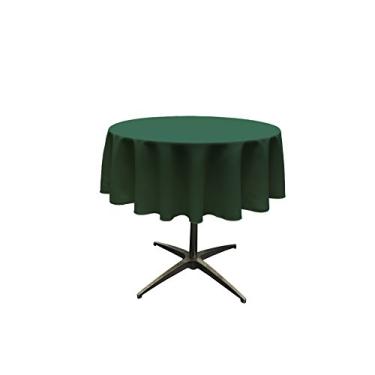 Imagem de LA Linen Toalha de mesa redonda lavável de popelina de poliéster, capa de mesa resistente a manchas e rugas 129,5 cm, toalha de mesa de tecido para jantar, cozinha, festa, férias, 129 polegadas, verde