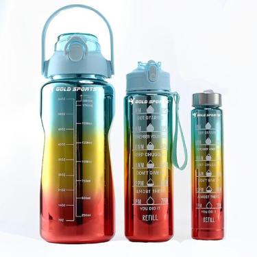 Imagem de Kit 3 Garrafas Squeeze Plástica Gold Sports Degrade  Adesivos BPA-FREE
