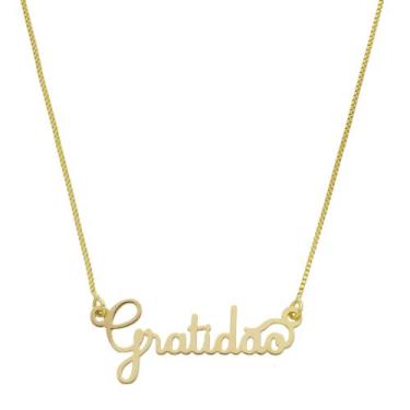 Imagem de Colar corrente Gratidão Banhado a Ouro 18k - Crislu Semi Joias e Perso