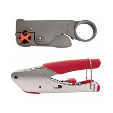 Imagem de Kit Alicate de Compressão RG6 RG59 + Alicate Decapador para Cabo Coaxi