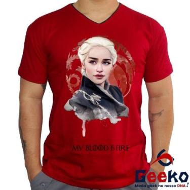 Imagem de Camiseta Game Of Thrones 100% Algodão Daenerys Targaryen Fire and Bloo