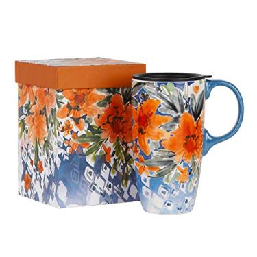 Imagem de Topadorn Caneca de café de 500 ml, copo de viagem de cerâmica alto com tampa selada e caixa de cor premium, perfeita para café e chá, presente de Natal para ela