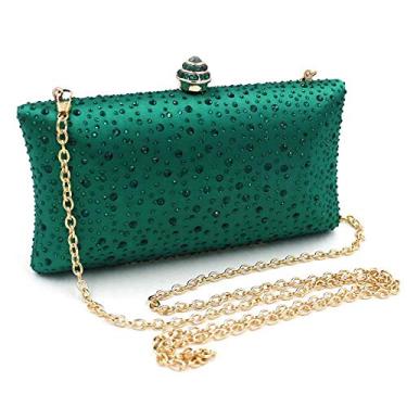 Imagem de Simcat Bolsas femininas de strass para noite bolsa de festa baile casamento noiva cristal festa clutch bolsa com corrente, Verde, One Size