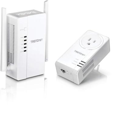 Imagem de TRENDnet Kit de ponto de acesso sem fio Wi-Fi Everywhere Powerline 1200 AV2 de banda dupla AC1200, inclui 1 x TPL-430AP e 1 x TPL-423E, 3 portas Gigabit, fácil instalação, branco, TPL-430APK