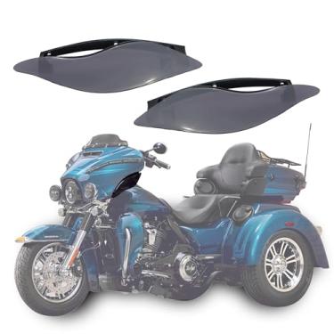Imagem de KAKABAS Defletores de vento escuros com asas laterais compatíveis com Harley Davidson Electra Glide Street Glide Trike 2014-2022, protetor lateral ajustável para carenagem de motocicleta, kit de defletores de ar 2 peças