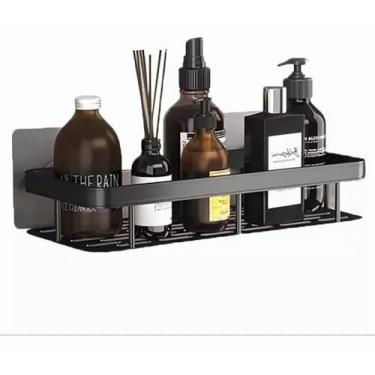 Imagem de Suporte Shampoo Sabonete Banheiro Adesivo Instalação Sem Furo Parede Box Luxo Cor Preto Premium