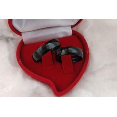 Imagem de Par De Alianças Pretas Tendencia Novidade - BEM CASADOS ALIANÇAS