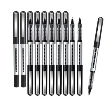 Imagem de Caneta Rollerball Canetas de ponta fina: Canetas de tinta líquida gel preto de 16 pacotes de 0,5 mm Piont de bala extrfina, canetas de escrita com ponta de bola rolante para anotações, assinatura, diário, material escolar/escritório/estacionário