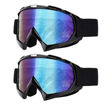 Imagem de LJDJ Óculos de esqui, pacote com 2 – Óculos de proteção UV 400 ajustáveis para motocicleta, esportes ao ar livre, óculos de sol táticos à prova de poeira para crianças, meninos e meninas, jovens,