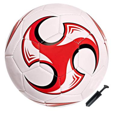 Imagem de Bola de futebol vermelho Tornado tamanho 3 com agulha de bomba design anti-explosão interior exterior adequado para crianças treino escolar prática ou meninos meninas crianças pequenas presente