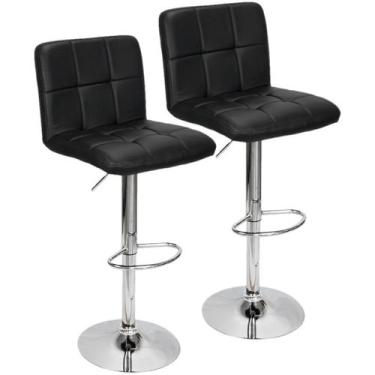 Imagem de Kit 2 Banquetas Confort Gomos Estofada Giratória Preta Preto - Lianto 