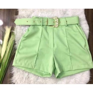 Imagem de Short Shortinho Cinto Metal Dourado Moda Alfaitaria - Mk Shop, Verde c