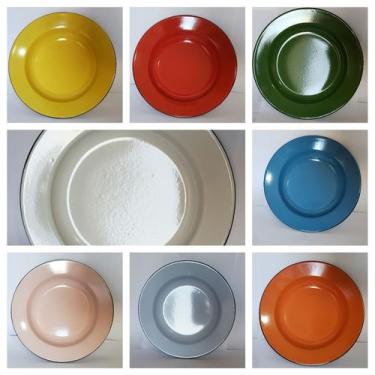 Imagem de Prato Esmaltado Cor Sortido N.22 Metallouça  Kit 8 Unidades