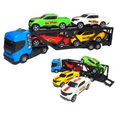 Imagem de Brinquedo Criança Caminhao Cegonha Com 4 Carrinhos Menino - BSTOYS
