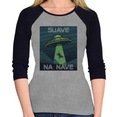 Imagem de Baby Look Raglan Suave na nave Manga 3/4 - Foca na Moda, Cinza, Preto,