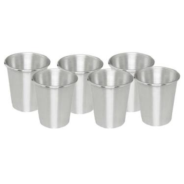 Imagem de Jogo 6 Copo De Aluminio Polido Resistente Merenda Escolar - OkayShop