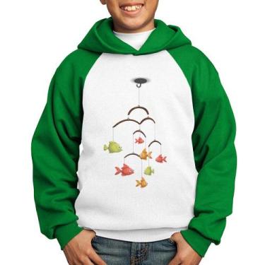 Imagem de Moletom Infantil Peixinhos Móbile - Foca na Moda, Branco, Verde, 6