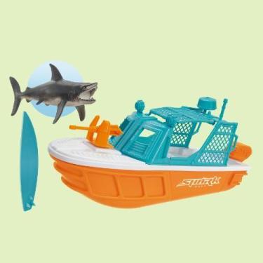 Imagem de Barco Azul de Brinquedo Shark Wave Com Tubarão e Prancha Usual - Usual