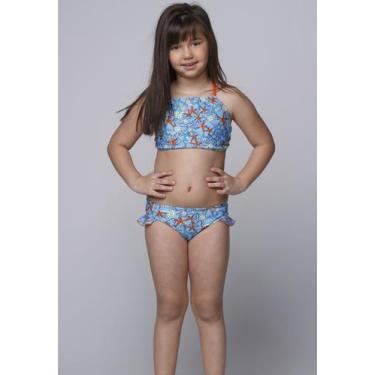 Imagem de Kit 3 Biquínis Vekyo Cropped Lavinia Infantil Estampado Amarração, Mul