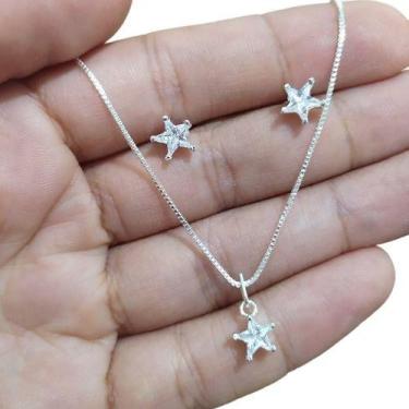 Imagem de Colar E Brinco Dama Daminha Noiva Estrela Pedra Zirconia - De Castro j