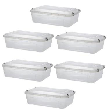 Imagem de Kit 6 Caixa Organizadora Pratic Box 10L 41x29x14 Transparent - Paramou