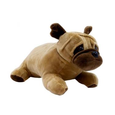 Imagem de Cachorro Pug Marrom Deitado 27cm Pelúcia - Fofy Toys