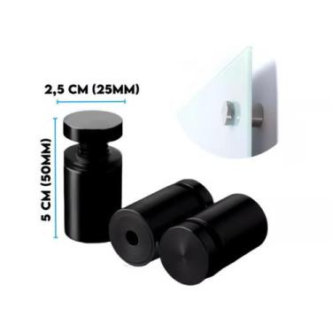 Imagem de Prolongador Extensor Suporte Vidro Preto Aço Inox 2,5X5cm - Mixso