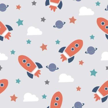 Imagem de Papel De Parede Baby Foguetes E Estrelas - 3,00x0,50m - DEKAL DECOR