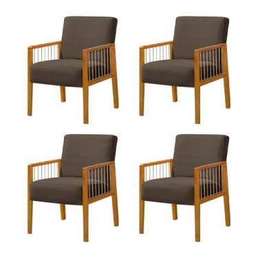 Imagem de Kit 4 Poltronas Decorativa Base em Madeira Maciça e Corda Náutica Copa