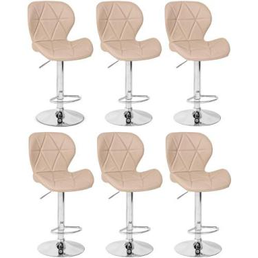 Imagem de Kit 06 Banquetas Slim Estofada Giratória com Regulagem de Altura - Nud