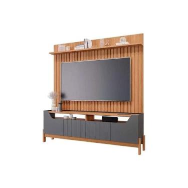 Imagem de Rack Bancada c/ Painel p/ TV até 70 Pol Moema/Maragogi Ripado 4 Portas