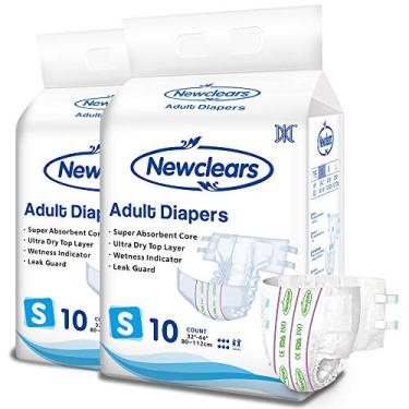 Imagem de Fraldas para adultos Newclears com abas para homens e mulheres, cuidados com a incontinência, absorvente descartável para pessoas com deficiência pós-natal paciente para cuidados com a cama, 10 unidades/pacote, Small - 20 Count