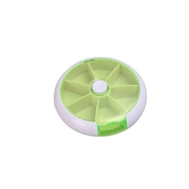 Imagem de Organizador Porta-Remédios Grande Semanal Redondo e Giratório, para Comprimidos, Vitaminas e Medicamentos (Verde)