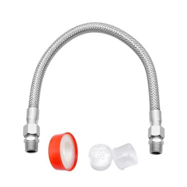 Imagem de Mangueira jumper compressor de nível industrial, com 1,27 cm NPT macho 50.8 cm comprimento 450 PSI e 398.9 °C, e dois adaptadores macho de 1/5.1 cm (ambos os encaixes dos lados giram livremente)