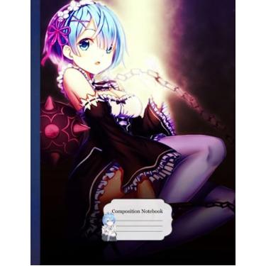 Imagem de Composition NoteBook: Rem Re Zero Ram Kanjii D28, 8.5x11 Inches - 110 page College Ruled For Children Teens Kids Students Girls Home School Gift for Anime Fans Diary Subject Planner