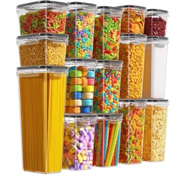 Imagem de House Organizer Kit com 15 Porta Mantimentos – Potes Herméticos para Alimentos com Tampa, Organizadores de Cozinha e Despensa em Plástico para Cereais, Alimentos Secos, Farinha e Açúcar. Bpa Free.