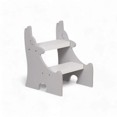 Imagem de Escadinha Lobo Pia Vaso Infantil Banquinho Banheiro Madeira