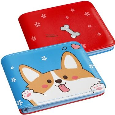 Imagem de Toyuma Carteira de couro para meninos e meninas adolescentes, Cão azul, Minimalista