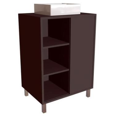 Imagem de Gabinete 1 Porta Correr 60 cm Cuba Branca BL7250 Grafite FAEM - Milani