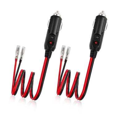 Imagem de Yourkar Plugue macho de isqueiro fundido de 2 peças, cabo de soquete de isqueiro de 12 V com condutores, adaptador resistente, conectores do kit de carregador de bateria CC para carros, acessórios
