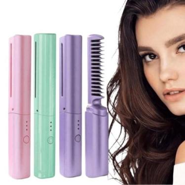 Imagem de Mini Pente Alisador de Cabelos Portatil S Fio Recarregavel - Genérico