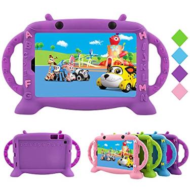 Imagem de CHIN FAI Capa para Samsung Galaxy Tab A 8.4 SM-T307 (2020) – Capa protetora macia de silicone à prova de choque com alças para Galaxy Tab A 8,4 polegadas versão 2020 – fica em pé (roxa)