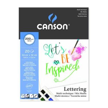 Imagem de Bloco Papel Canson Bl Mix Media Lettering 200g 24cm x 32cm 20 Folhas -