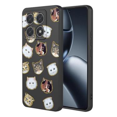 Imagem de KOARWVC Capa de telefone para Xiaomi 14T Pro, design de padrão de gato fofo, capa protetora fina de TPU macio para celular Xiaomi 14T Pro Black Cat